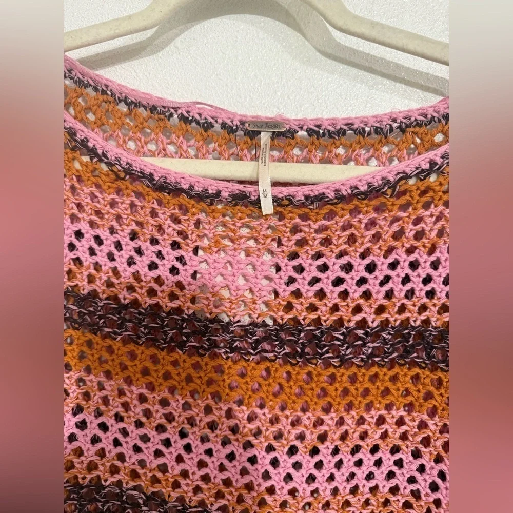 FREE people knetted poncho sweater with sleeves NWT multicolor oversize Sz M